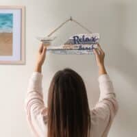 Silver Sea Whale Wall Hanging Relax Sign 3