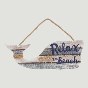Silver Sea Whale Wall Hanging Relax Sign
