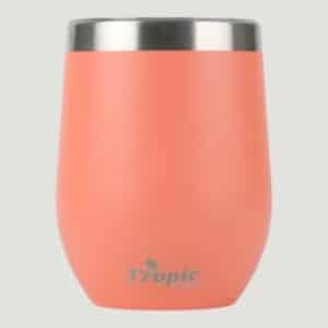 Wine Tumblers with Lid, 12 oz Stainless Steel Stemless Wine Glasses Double Wall Vacuum Travel Insulated Cup for Coffee, Drinks, Champagne, Beverage, Tropic Peach