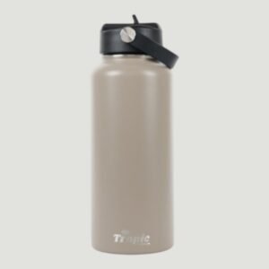 32oz Water Bottle, Stainless Steel Double Wall Vacuum Insulated with Choice of lid Stone Brown