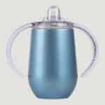 Stainless Steel Sippy Cup with Handles & lid Lids,12 oz BPA Free Double Wall Vacuum Insulated Sippy Cup Mug Tumbler Toddler Cups for boys and girls Non-Spill Sippy Cups Steel Blue