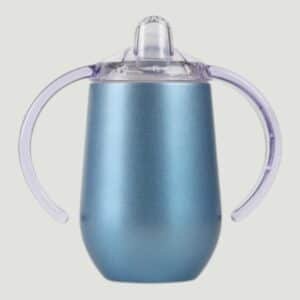 Stainless Steel Sippy Cup with Handles & lid Lids,12 oz BPA Free Double Wall Vacuum Insulated Sippy Cup Mug Tumbler Toddler Cups for boys and girls Non-Spill Sippy Cups Steel Blue